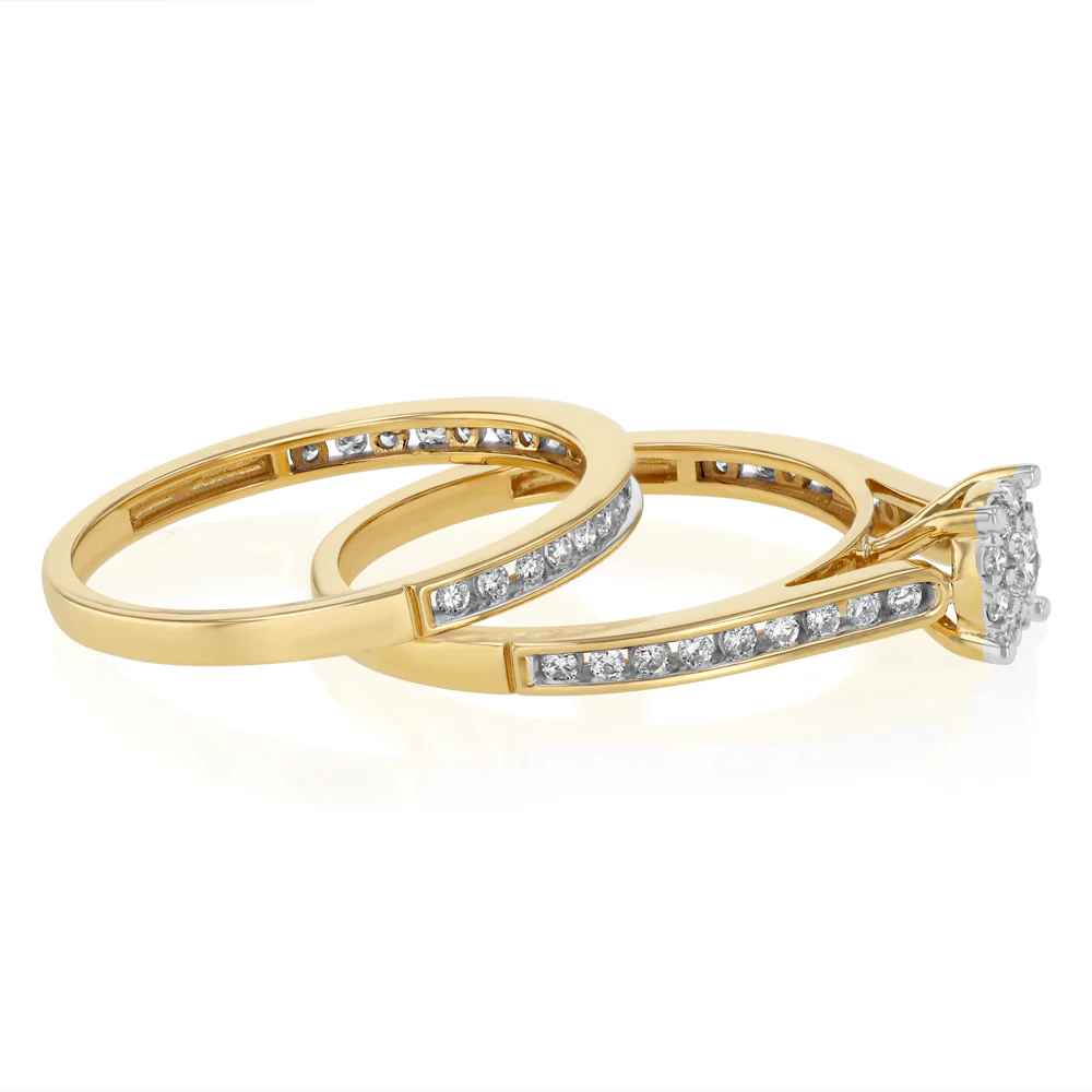 Luminesce Lab Grown 1/2 Carat Diamond Bridal Set Ring in 9ct Yellow Gold - Image 2