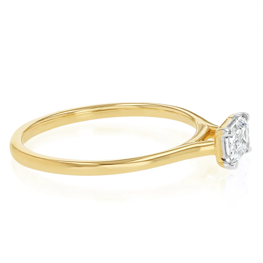 Luminesce Lab Grown 1/2 Carat Diamond Emerald Cut Ring in 9ct Yellow Gold - Image 2