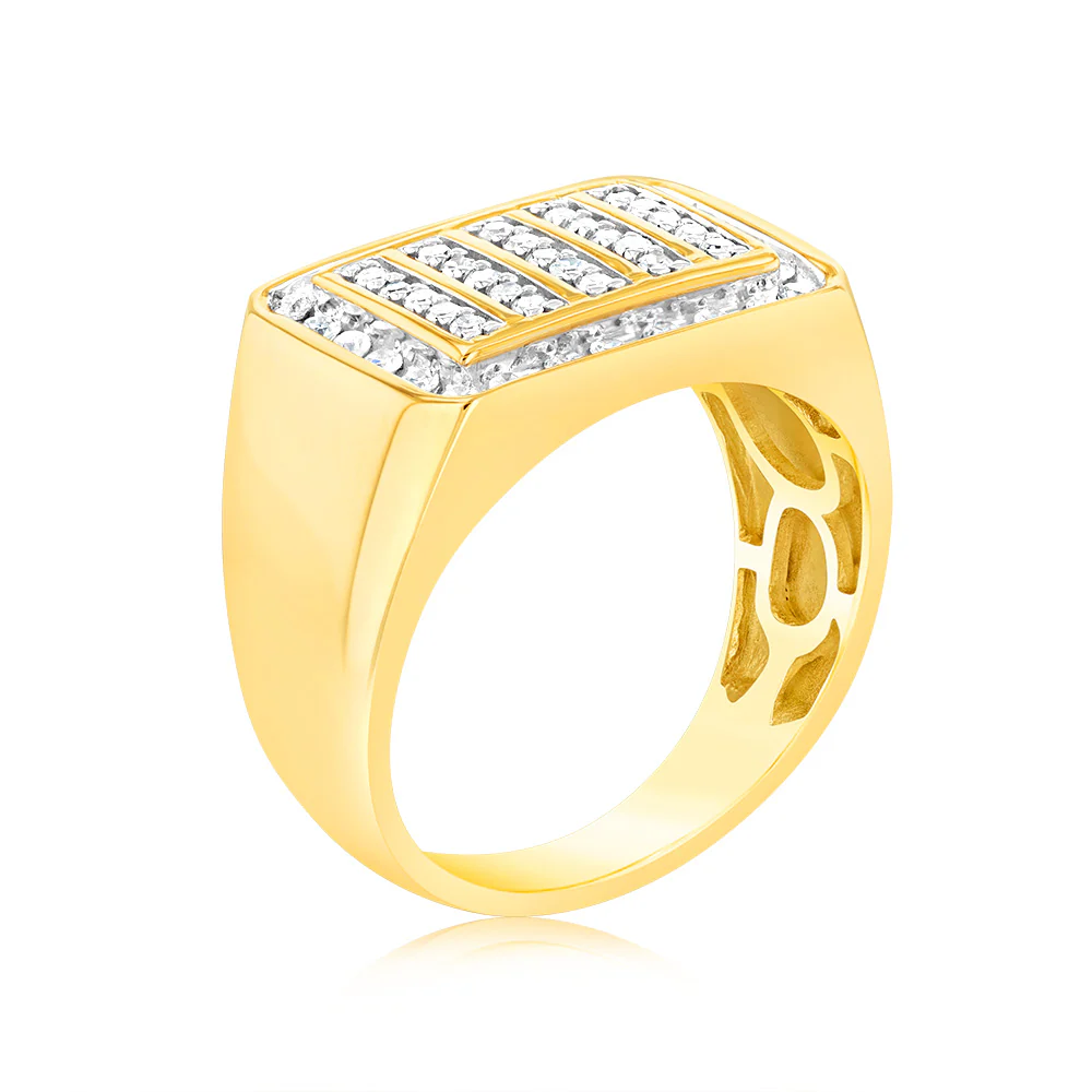 Luminesce Lab Grown 1/2 Carat Diamond Gents Ring in 9ct Yellow Gold - Image 2