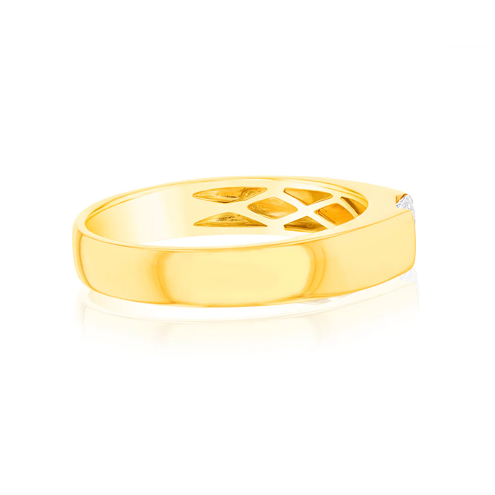 Luminesce Lab Grown 1/2 Carat Diamond Gents Ring in 9ct Yellow Gold - Image 2