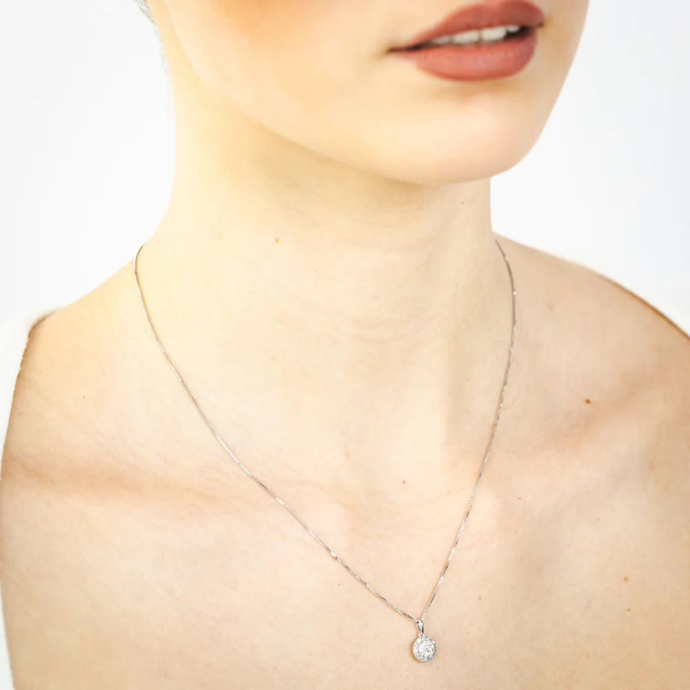 Luminesce Lab Grown 1/2 Carat Diamond Halo Pendant in Sterling Silver - Image 2