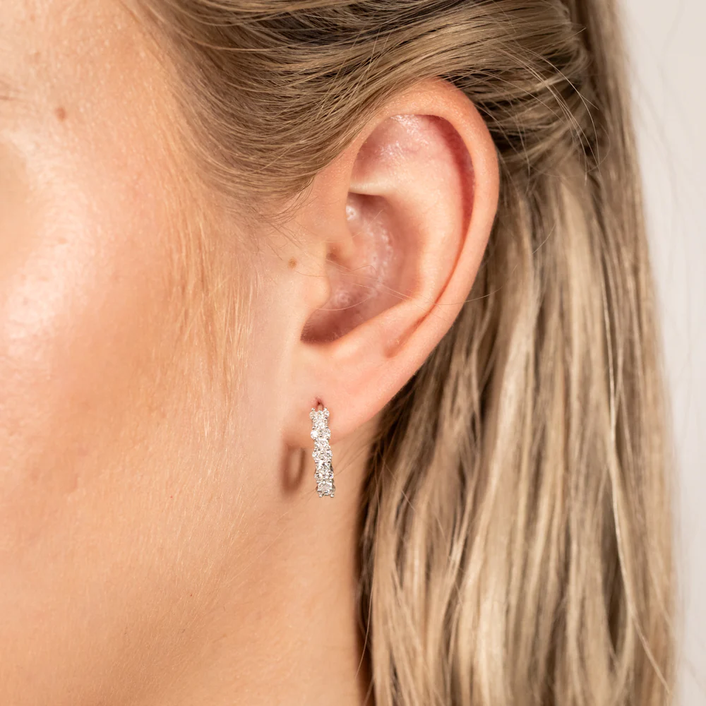 Luminesce Lab Grown 1/2 Carat Diamond Hoop Earrings in Sterling Silver - Image 2