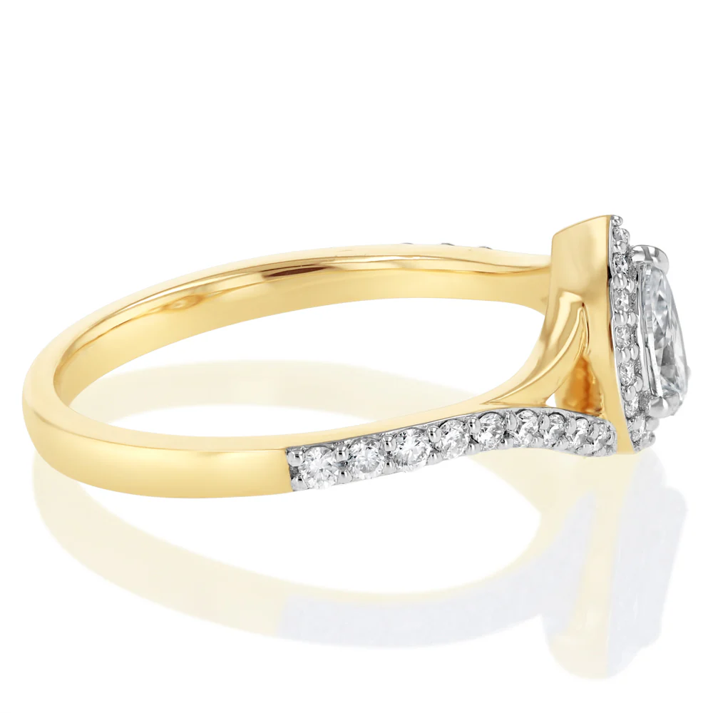 Luminesce Lab Grown 1/2 Carat Diamond Pear Ring in 9ct Yellow Gold - Image 2