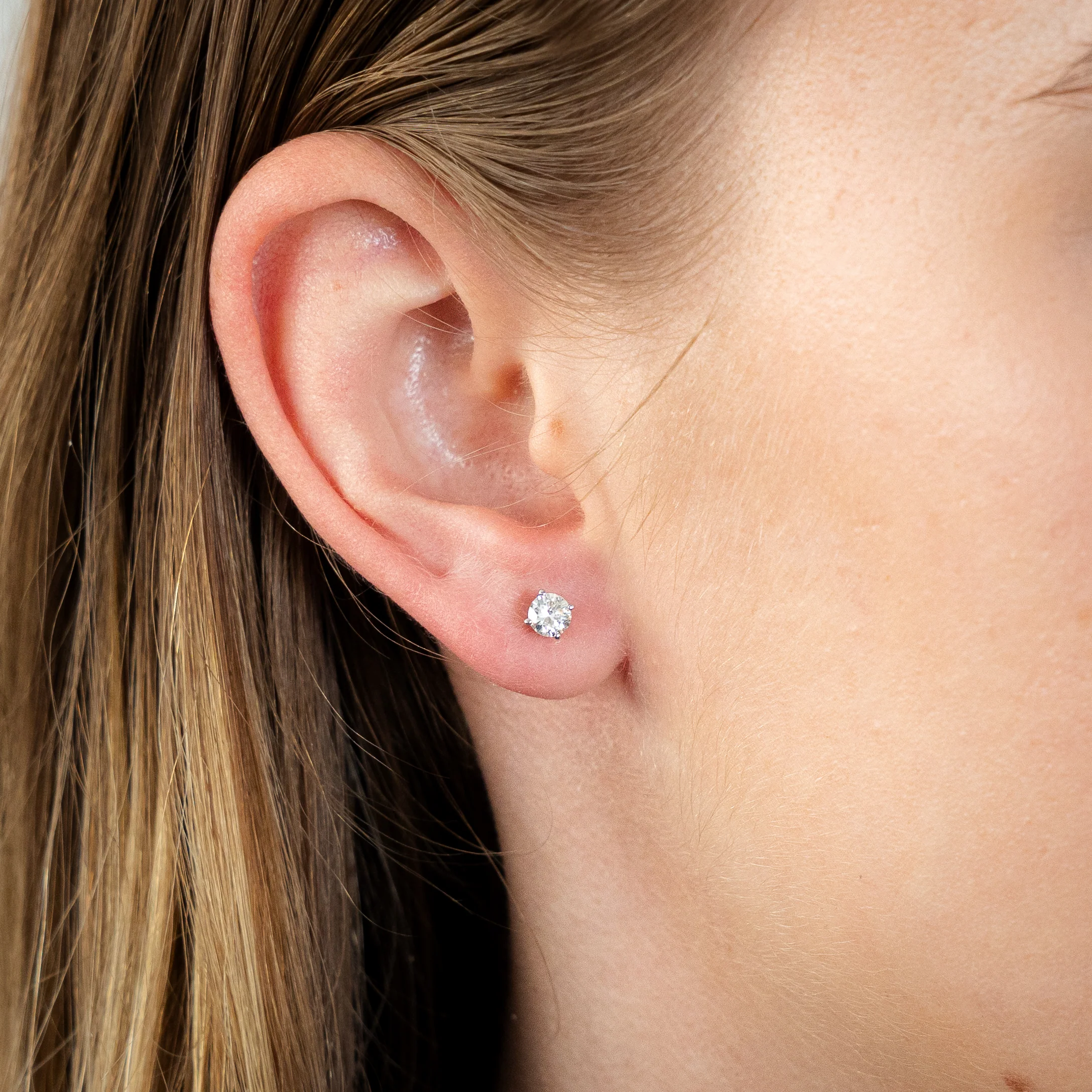 Luminesce Lab Grown 1/2 Carat Diamond Solitaire Earrings in 14ct White Gold - Image 2