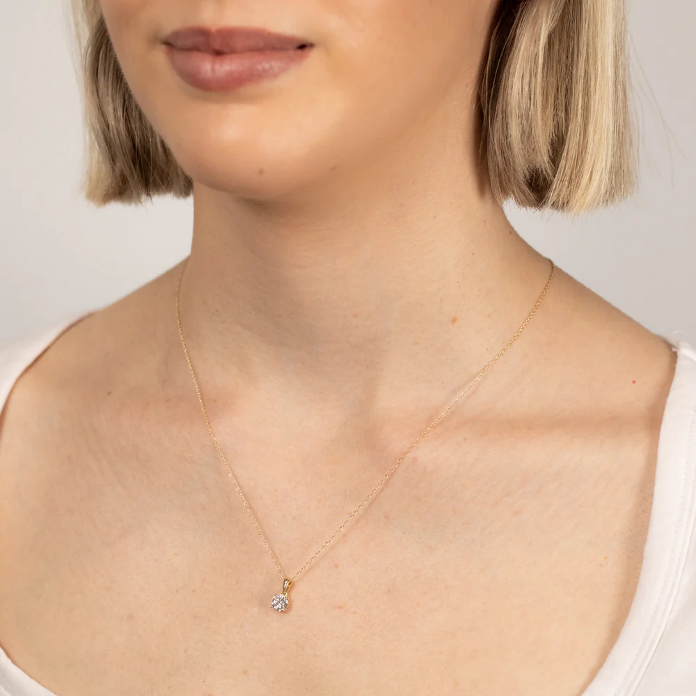 Luminesce Lab Grown 1/2 Carat Diamond Solitaire Pendant on 9ct Yellow Gold on Chain - Image 2