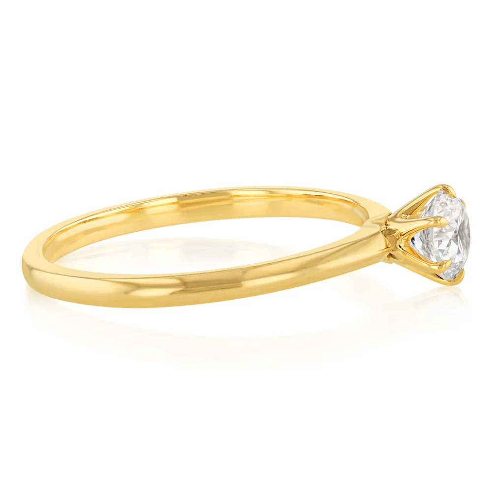 Luminesce Lab Grown 1/2 Carat Diamond Solitaire Ring in 9ct Yellow Gold - Image 2