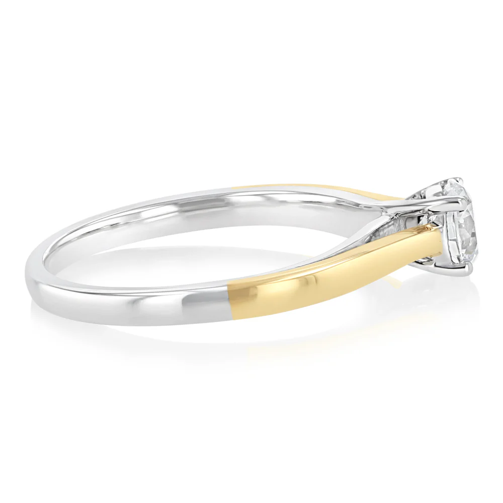 Luminesce Lab Grown 1/2 Carat Diamond Solitaire Ring in 9ct Yellow Gold and Sterling Silver - Image 2