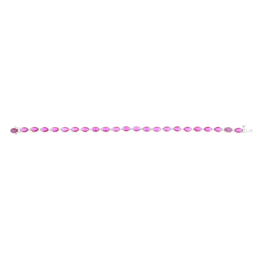Luminesce Lab Grown 1/2 Carat Diamond Sterling Silver Created Ruby Tennis Bracelet - Image 2