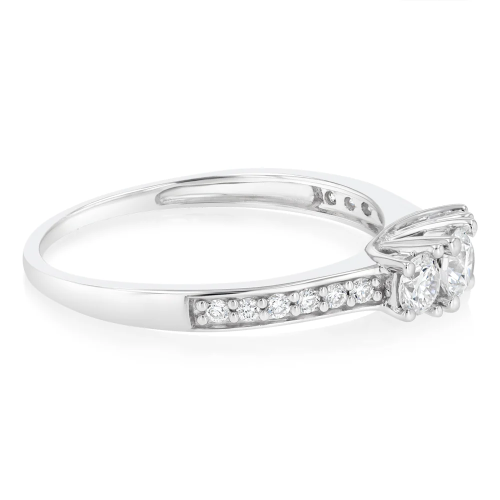 Luminesce Lab Grown 1/2 Carat Diamond Trilogy Ring in Sterling Silver - Image 2
