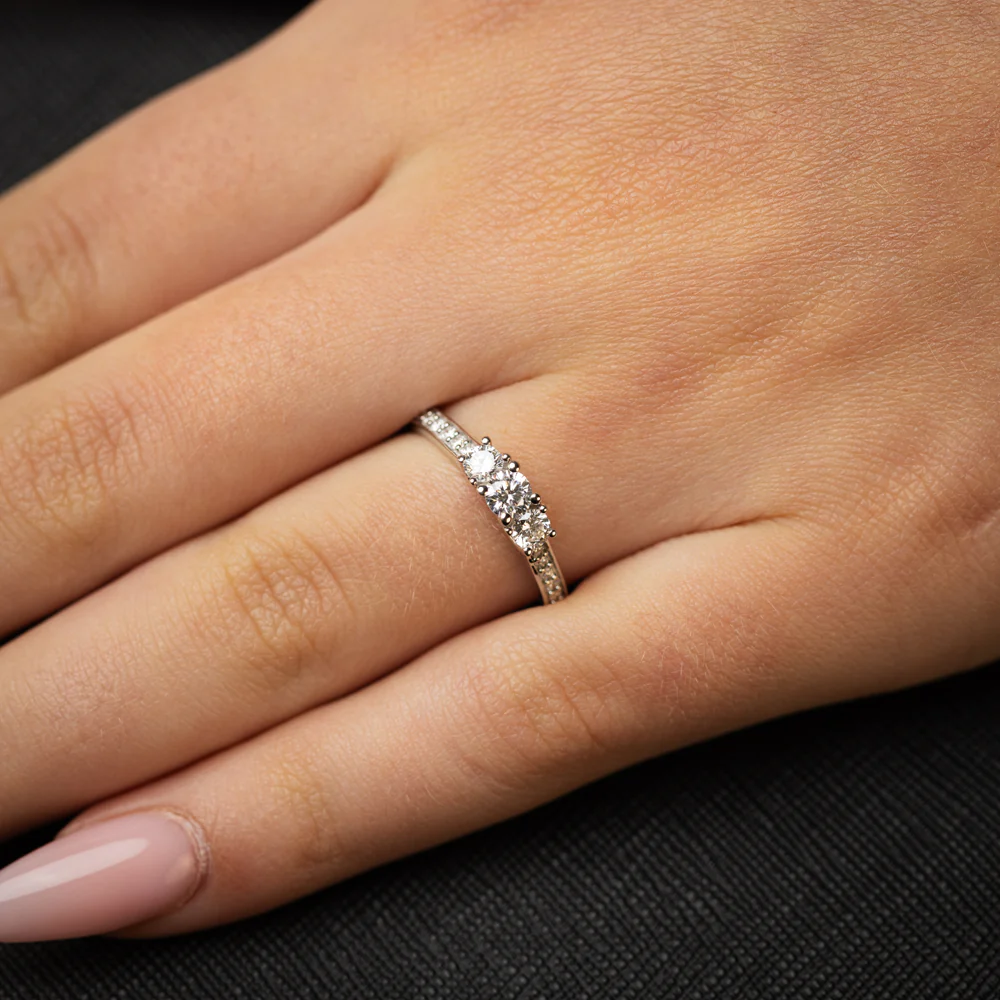 Luminesce Lab Grown 1/2 Carat Diamond Trilogy Ring in Sterling Silver - Image 3