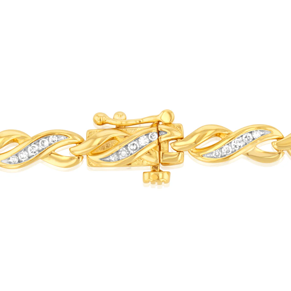 Luminesce Lab Grown 1/2 Carat Tennis Diamond Bracelet in Gold Plated Silver 17.5CM - Image 2