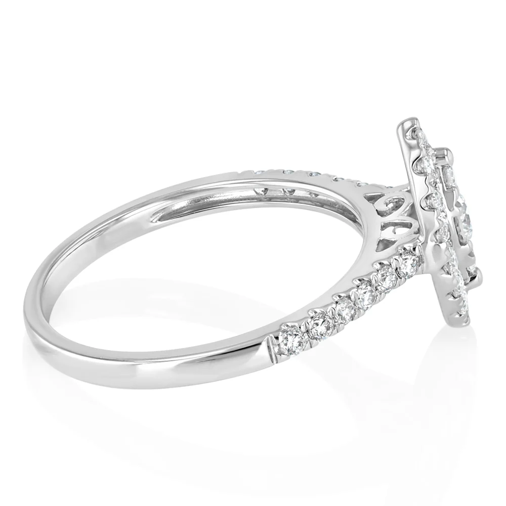 Luminesce Lab Grown 1/2 Carat with Round Brilliant 1/10 Carat Centre Diamond Marquise Ring Shape in 9ct White Gold - Image 2