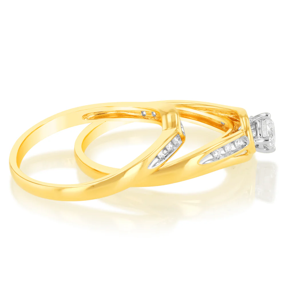 Luminesce Lab Grown 1/3 Carat Bridal Set Diamond Ring in 9ct Yellow Gold - Image 2