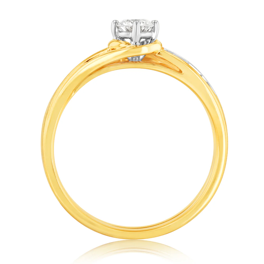 Luminesce Lab Grown 1/3 Carat Bridal Set Diamond Ring in 9ct Yellow Gold - Image 3