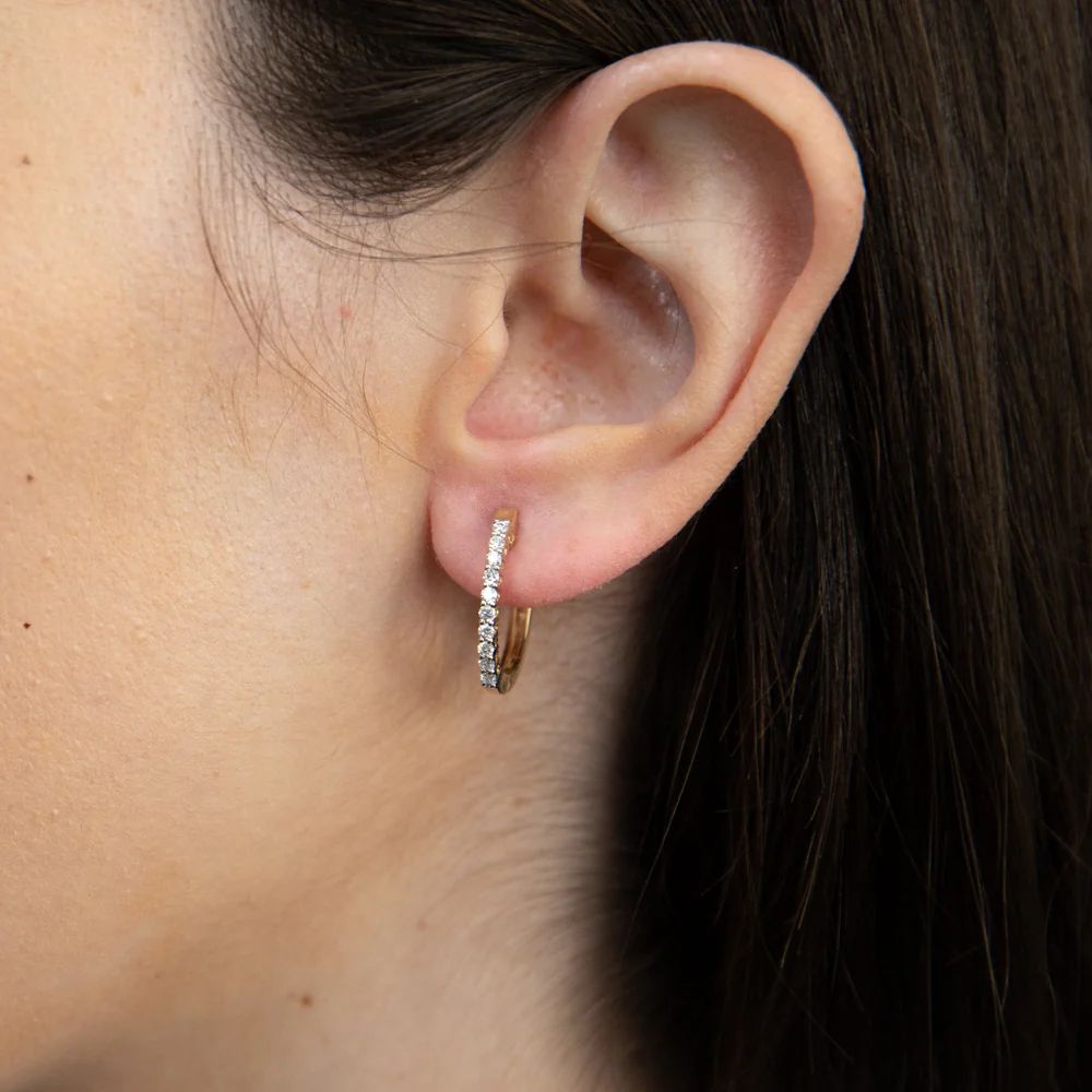 Luminesce Lab Grown 1/3 Carat Diamond Claw Hoop Earrings in 9ct Yellow Gold - Image 2