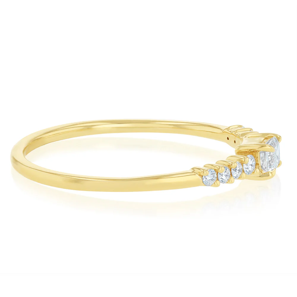 Luminesce Lab Grown 1/3 Carat Diamond Emerald Ring in 9ct Yellow Gold - Image 2