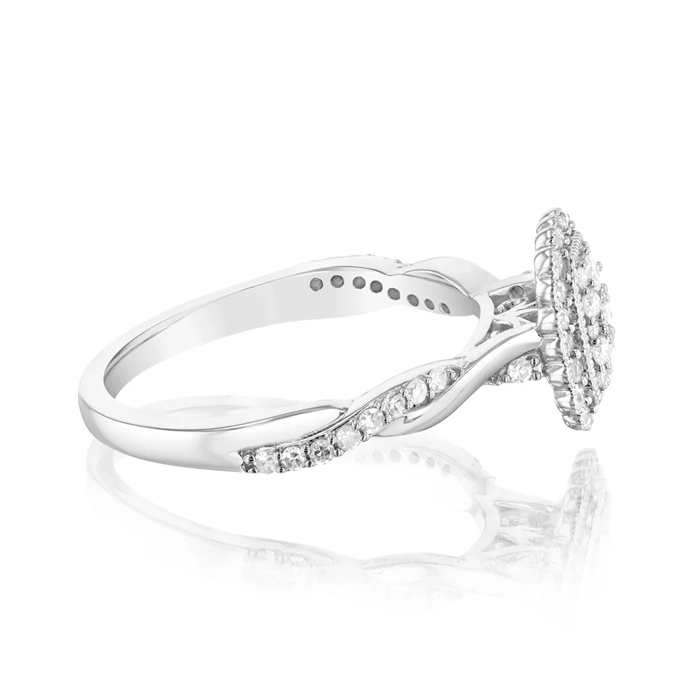 Luminesce Lab Grown 1/3 Carat Emerald Shaped Ring in Sterling Silver - Image 2