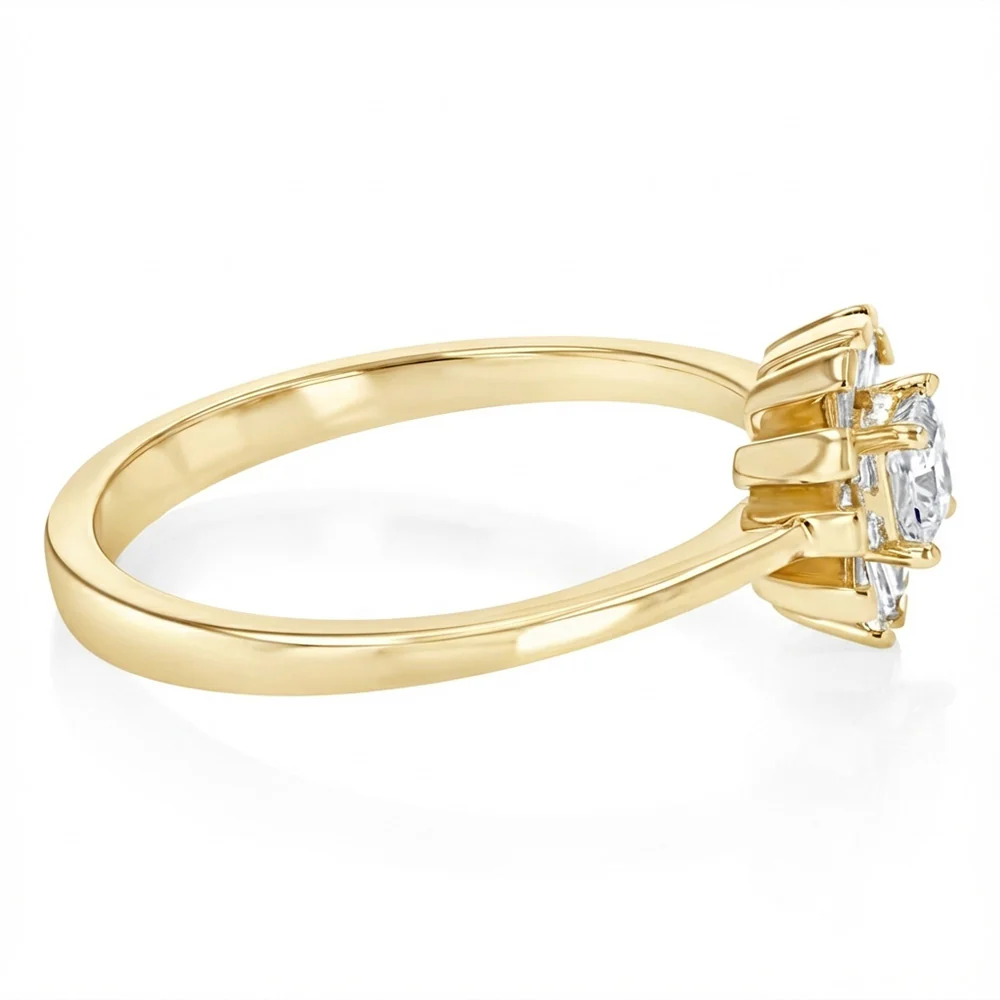 Luminesce Lab Grown 1/3 Carat Princess and Taper Cut Diamond Ring in 9ct Yellow Gold - Image 4