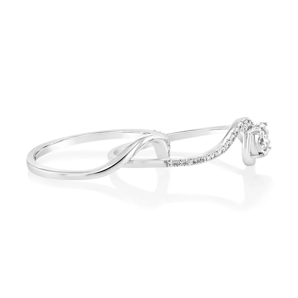 Luminesce Lab Grown 1/4 Carat Diamond Bridal Set Ring in 9ct White Gold - Image 2