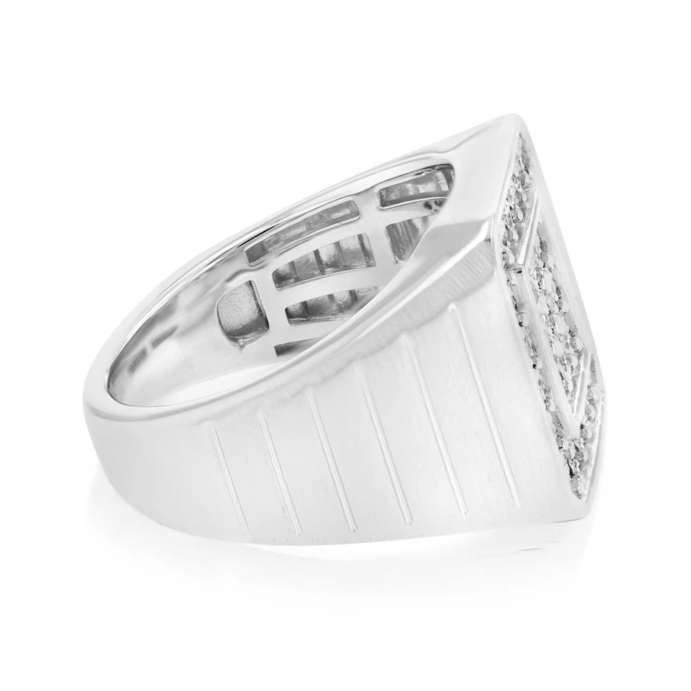 Luminesce Lab Grown 1/4 Carat Diamond Channel Gents Ring in Sterling Silver - Image 2