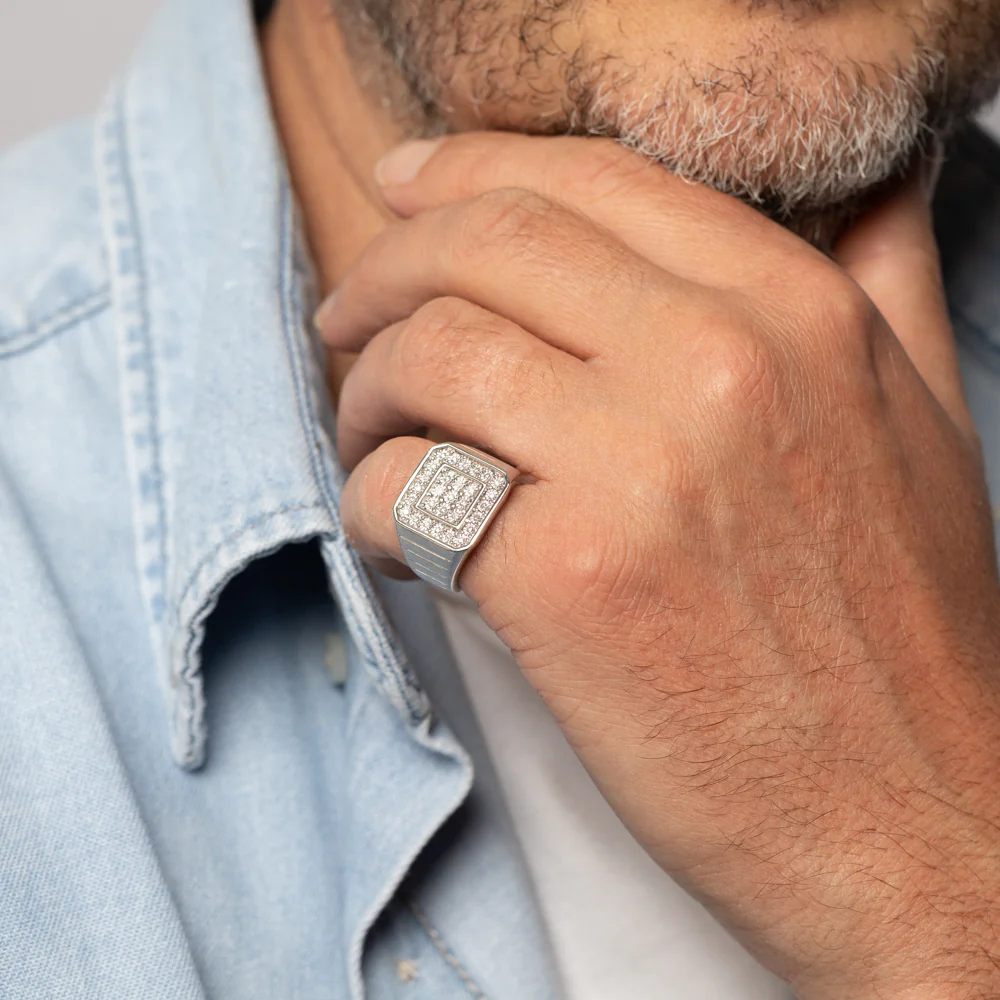 Luminesce Lab Grown 1/4 Carat Diamond Channel Gents Ring in Sterling Silver - Image 3