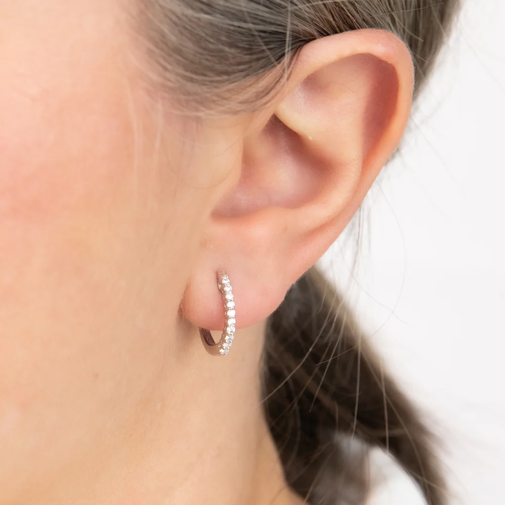 Luminesce Lab Grown 1/4 Carat Diamond Claw Hoop Earrings in 9ct White Gold - Image 2
