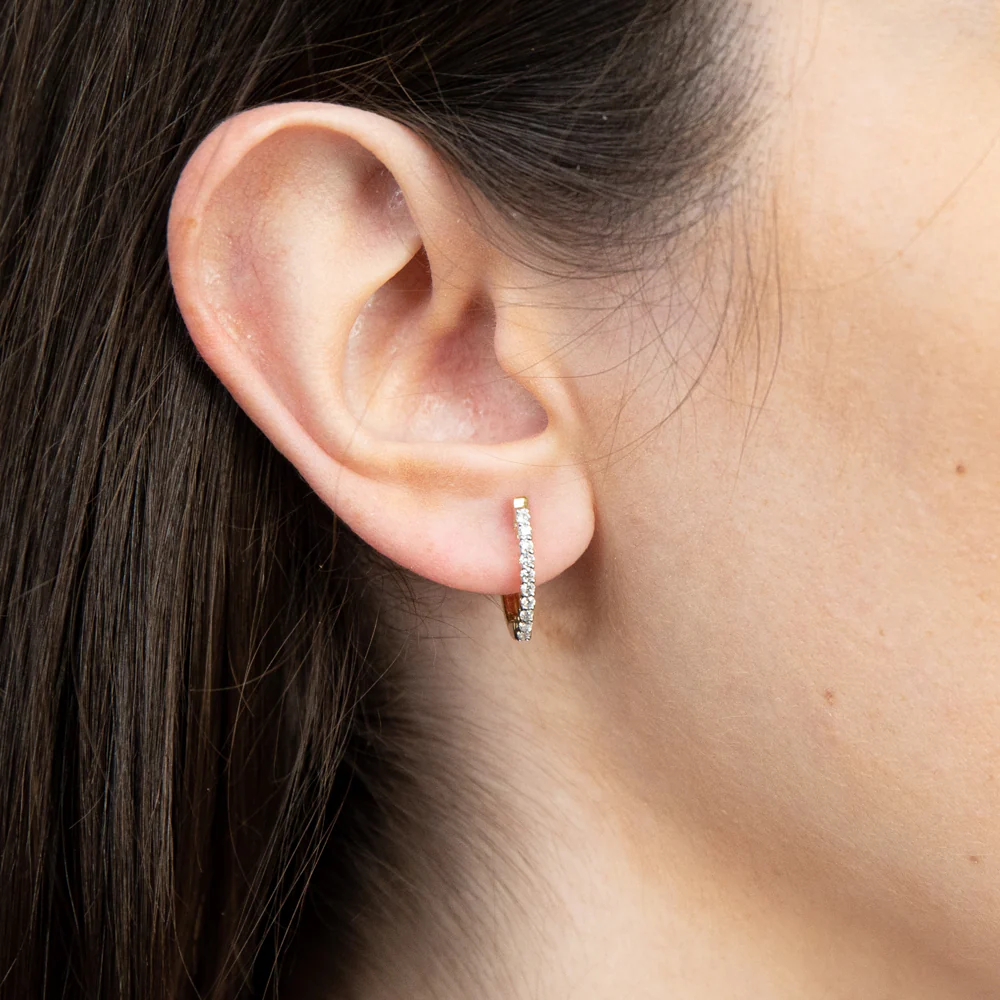 Luminesce Lab Grown 1/4 Carat Diamond Claw Hoop Earrings in 9ct Yellow Gold - Image 2