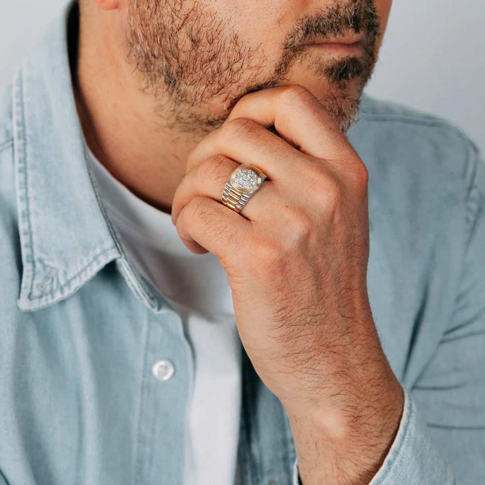 Luminesce Lab Grown 1/4 Carat Diamond Gents Ring in Gold Plated Silver - Image 3