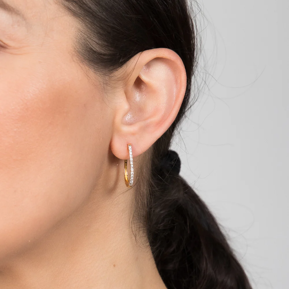 Luminesce Lab Grown 1/4 Carat Diamond Hoop Earring In Gold Plated Silver - Image 2