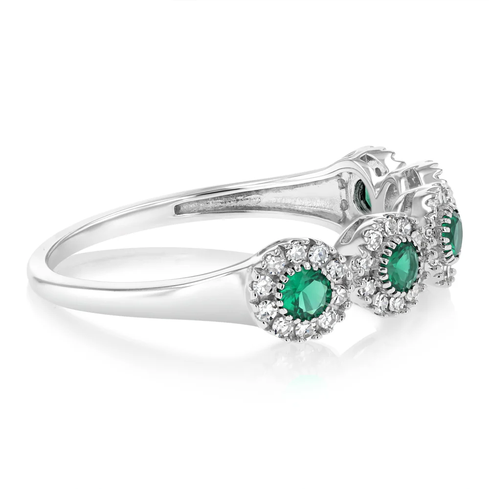 Luminesce Lab Grown 1/4 Carat Diamonds 3 Created Emerald Sterling Silver - Image 2