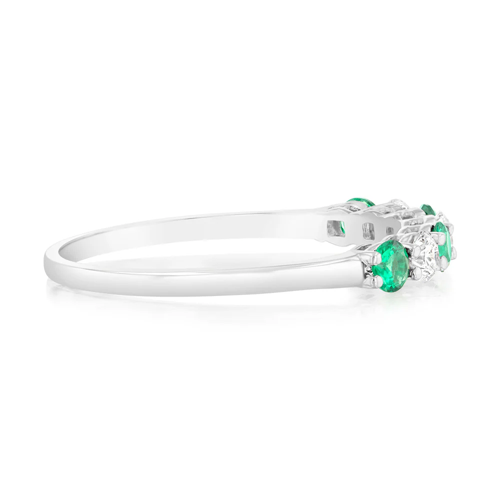 Luminesce Lab Grown 1/4 Carat Diamonds 4 Created Emerald Sterling Silver - Image 2