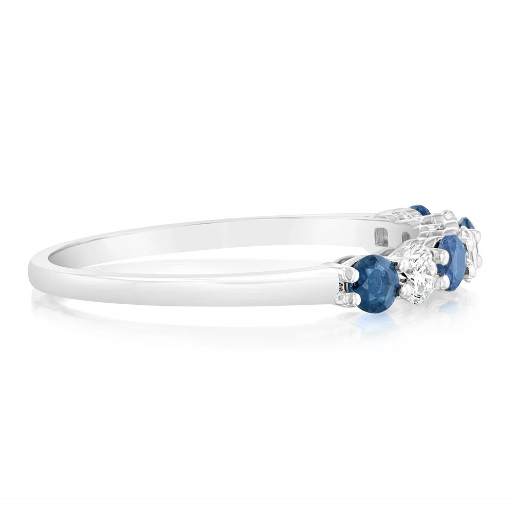 Luminesce Lab Grown 1/4 Carat Diamonds 4 Created Sapphire Sterling in Silver - Image 2