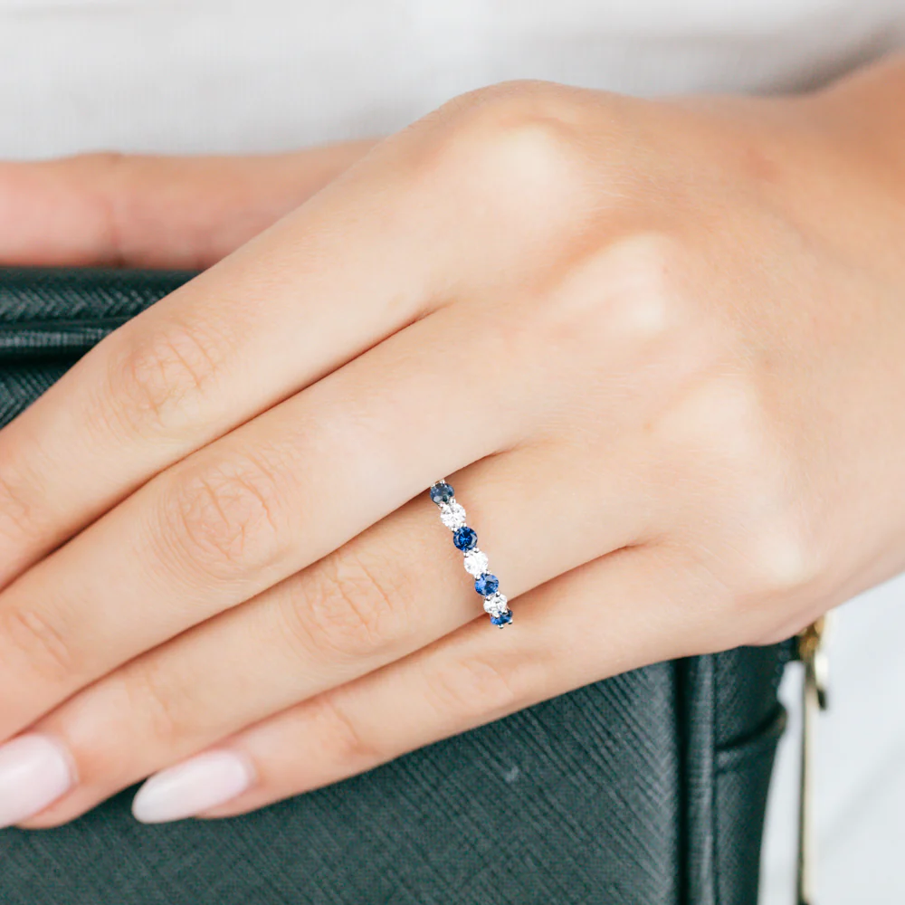 Luminesce Lab Grown 1/4 Carat Diamonds 4 Created Sapphire Sterling in Silver - Image 3