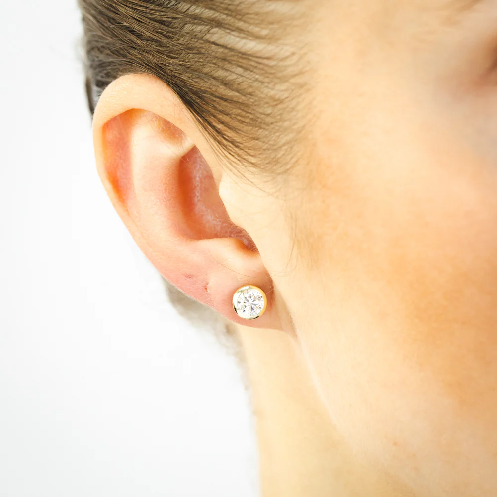 Luminesce Lab Grown 1.5 Carat Diamond Bezel Set Earrings in 9ct Yellow Gold - Image 2