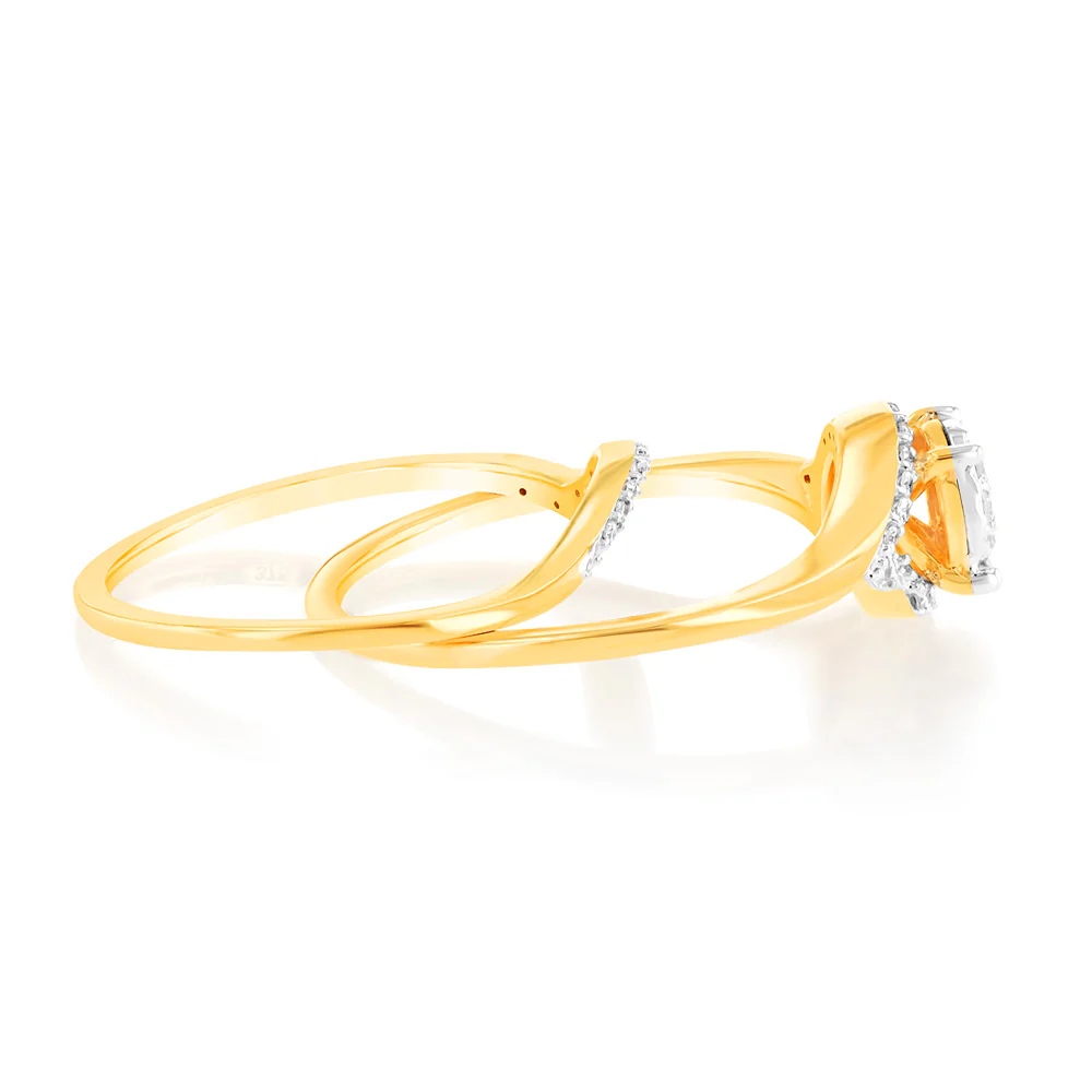 Luminesce Lab Grown 1/5 Carat Diamond Bridal Ring Set in 9ct Yellow Gold - Image 2
