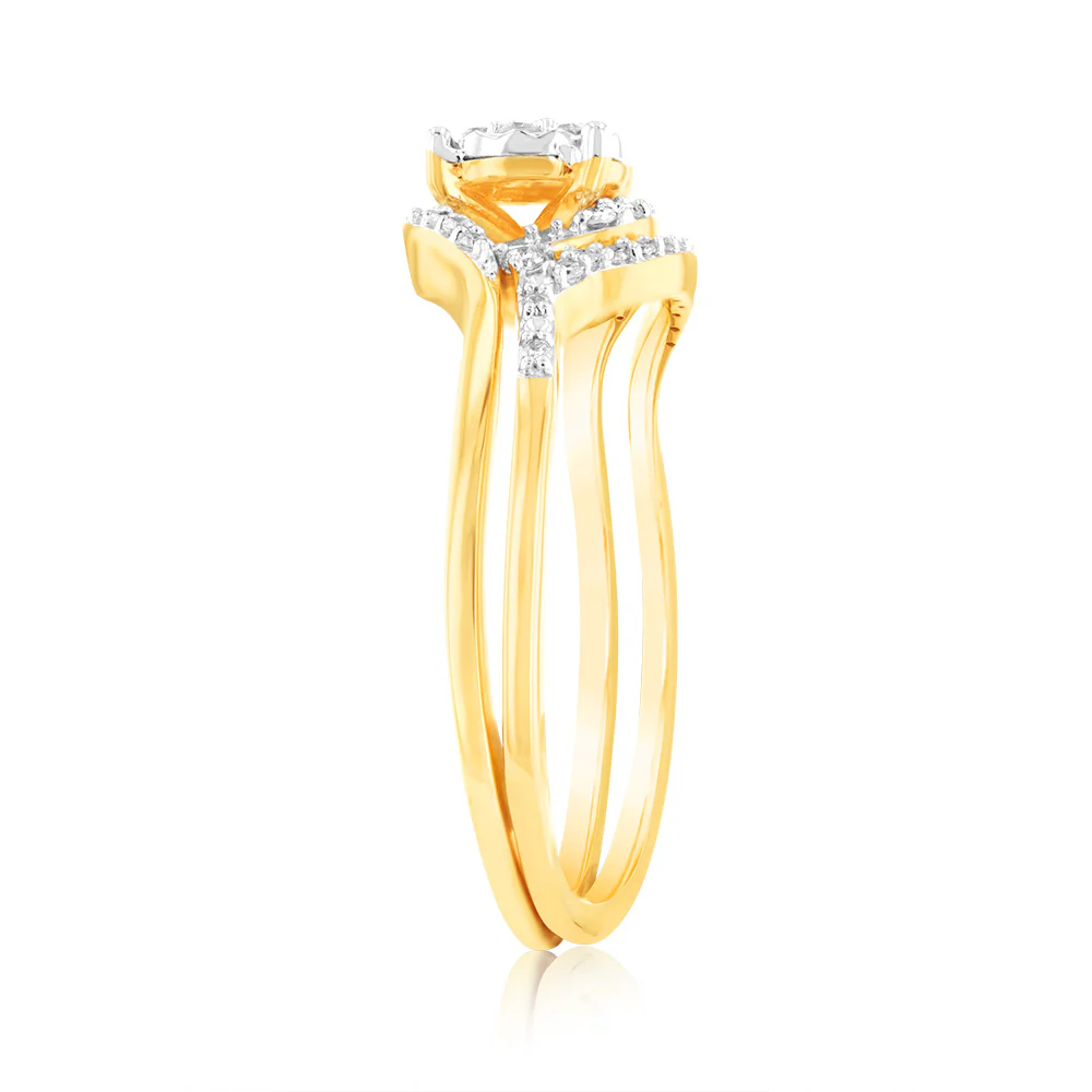Luminesce Lab Grown 1/5 Carat Diamond Bridal Ring Set in 9ct Yellow Gold - Image 3