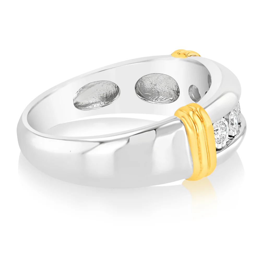 Luminesce Lab Grown 1/5 Carat Diamond Channel Gents Ring in Gold Plated Silver - Image 2