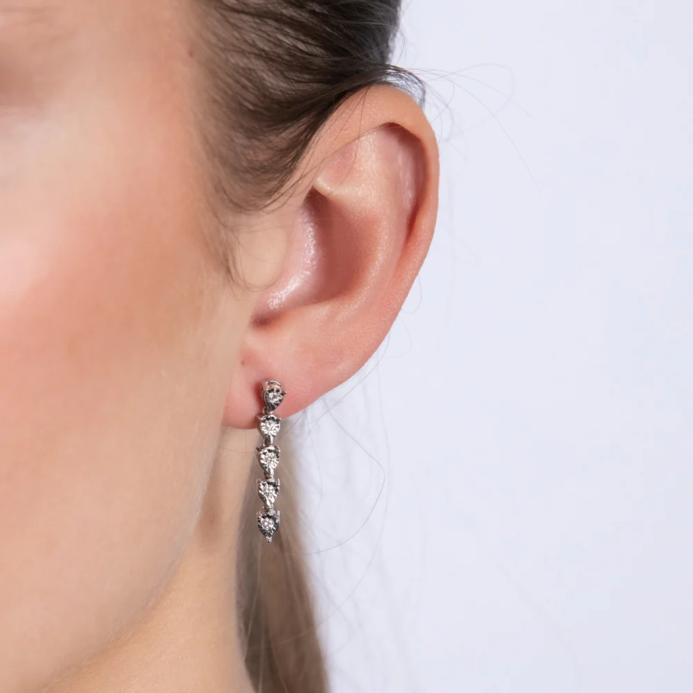 Luminesce Lab Grown 1/5 Carat Diamond Drop Earrings in Sterling Silver - Image 2