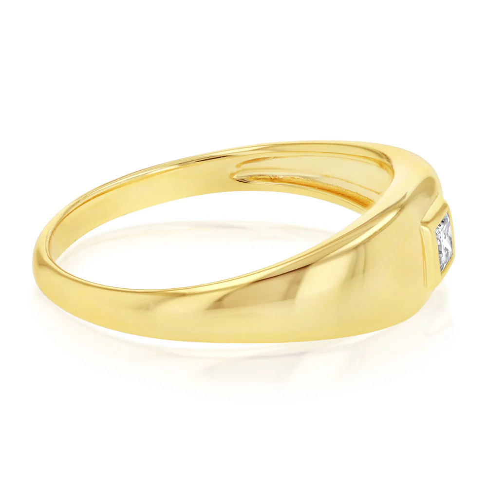 Luminesce Lab Grown 1/5 Carat Diamond Gents Ring in Gold Plated Sterling Silver - Image 2