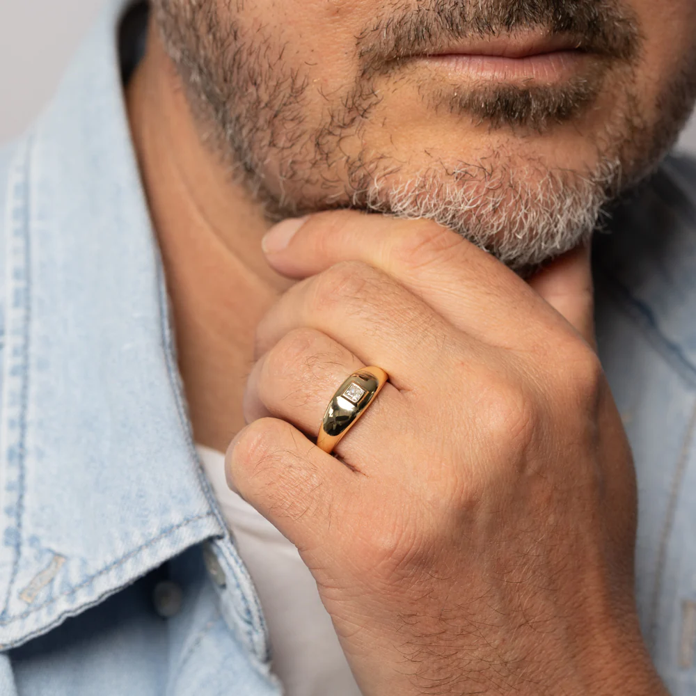 Luminesce Lab Grown 1/5 Carat Diamond Gents Ring in Gold Plated Sterling Silver - Image 3