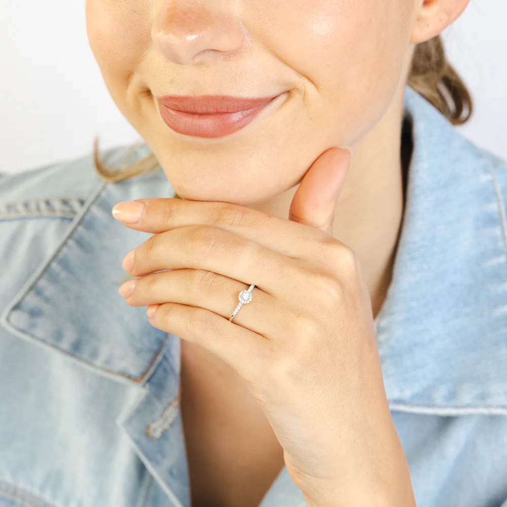 Luminesce Lab Grown 1/5 Carat Diamond Halo Ring in Sterling Silver - Image 3