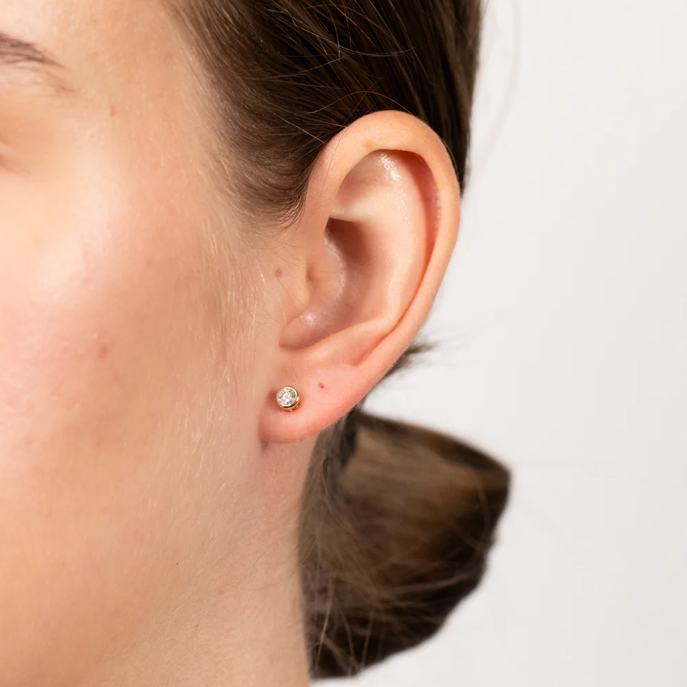 Luminesce Lab Grown 1/5 Carat Diamond Solitaire Bezel Stud Earrings in 9ct Yellow Gold - Image 2