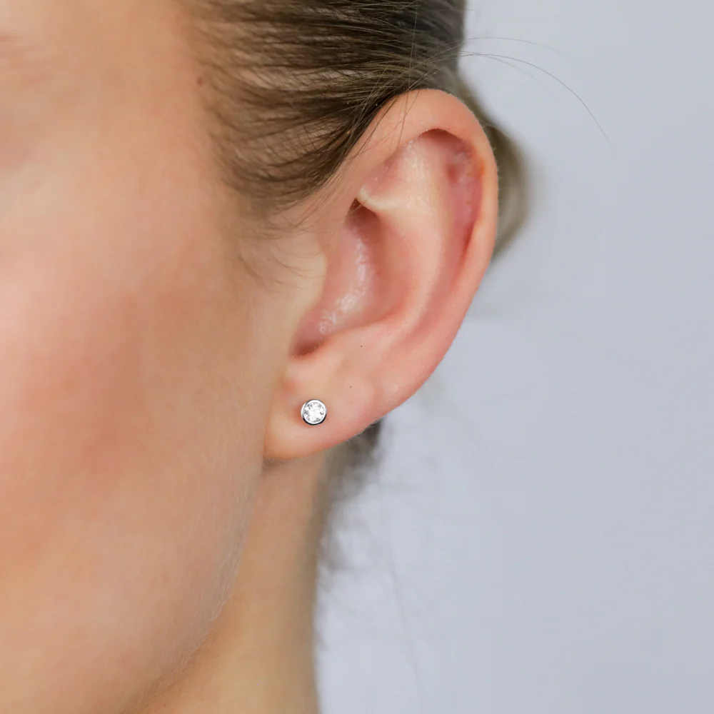 Luminesce Lab Grown 1/5 Carat Sterling Silver Bezel Diamond Studs - Image 2
