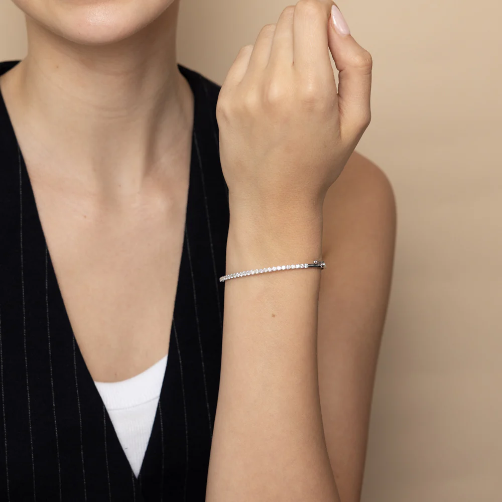 Luminesce Lab Grown 1.5 Carats Diamond Bangle in Sterling Silver - Image 2