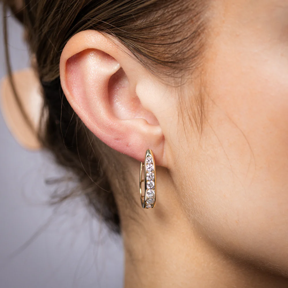 Luminesce Lab Grown 1.5 Carats Diamond Hoop Earrings in 9ct Yellow Gold - Image 2