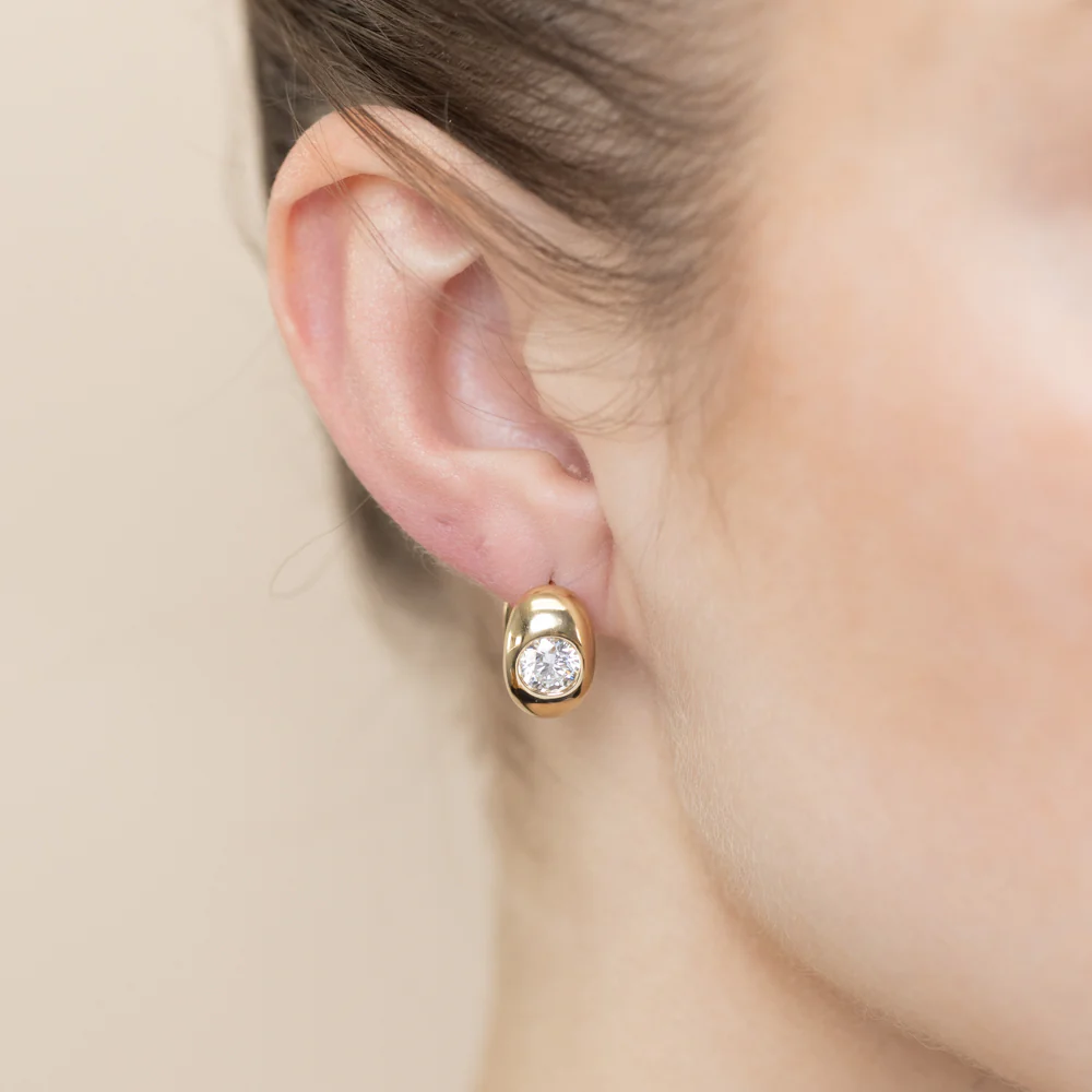 Luminesce Lab Grown 1.5 Carats Diamond Hoop Earrings in Gold Plated Sterling Silver - Image 2
