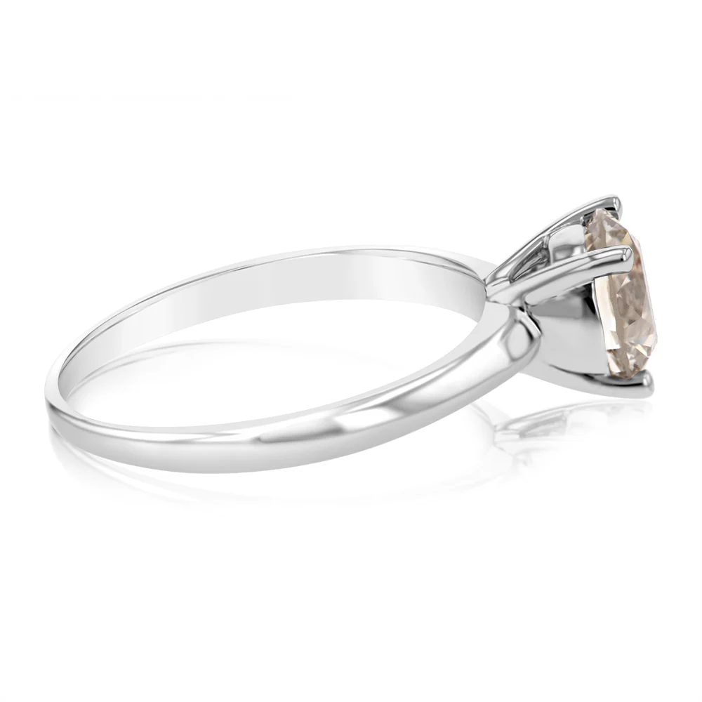 Luminesce Lab Grown 1.5 Ct Light Champagne Solitaire Diamond Ring in 14ct White Gold - Image 2