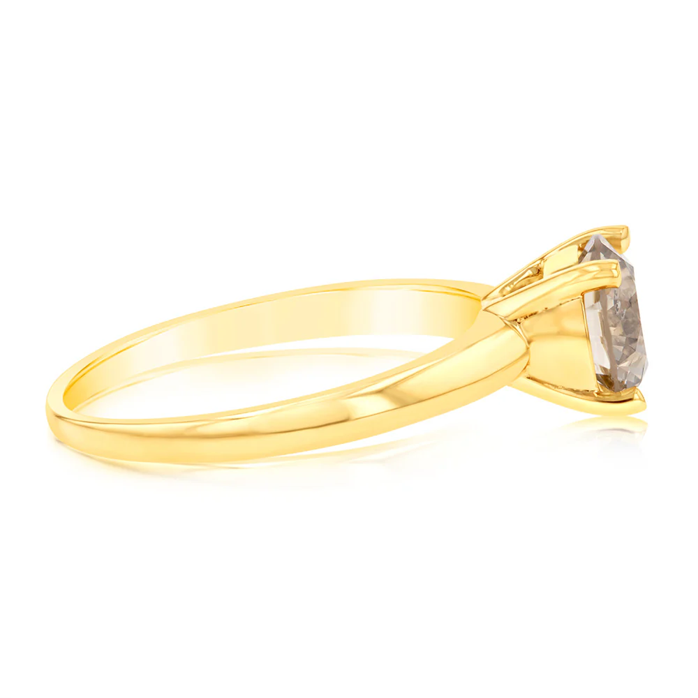 Luminesce Lab Grown 1.5 Ct Light Champagne Solitaire Diamond Ring in 14ct Yellow Gold - Image 2