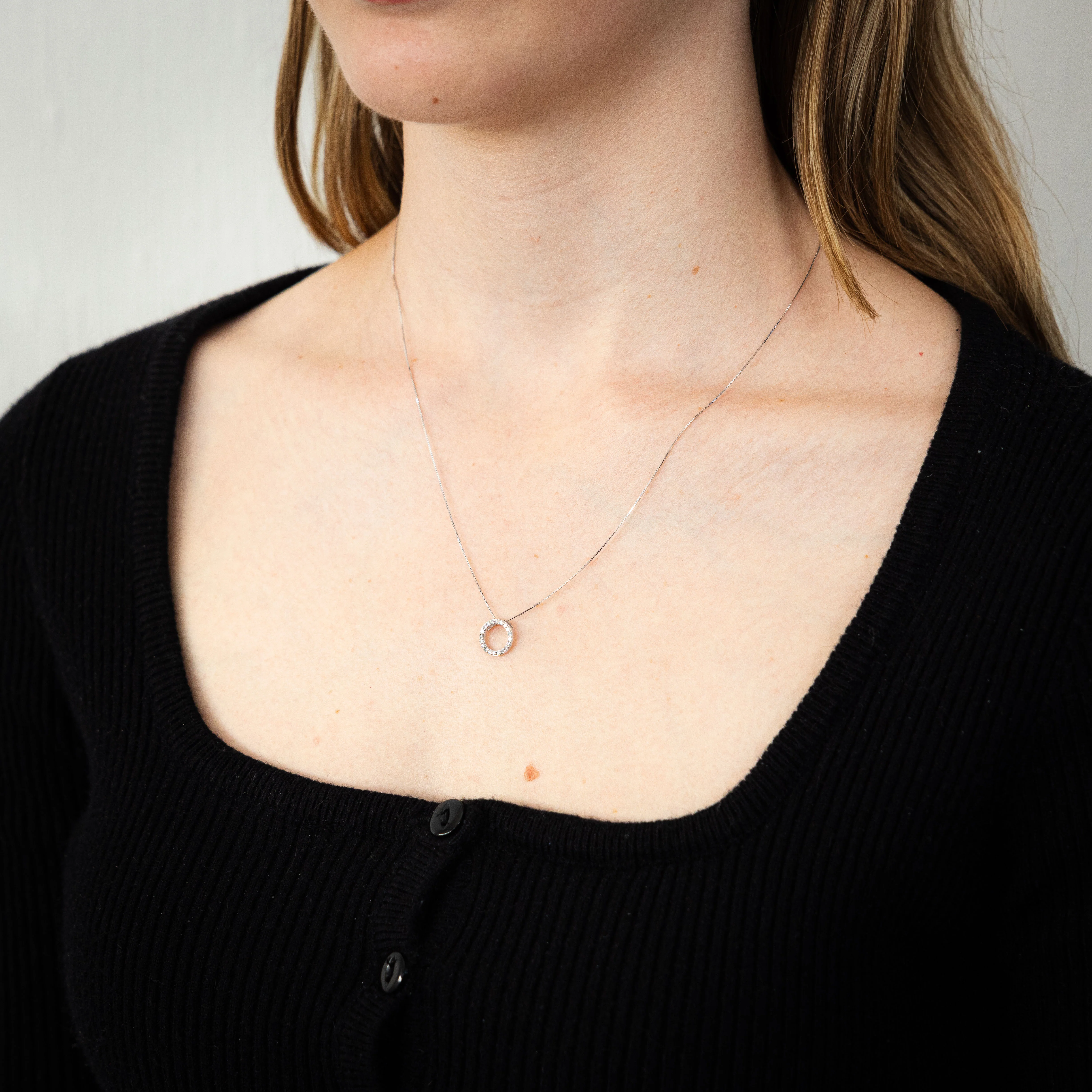 Luminesce Lab Grown 1/6 Carat Diamond Circle Pendant in 10ct White Gold - Image 2