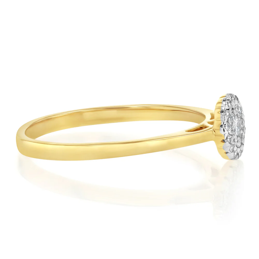 Luminesce Lab Grown 1/6 Carat Diamond Cluster Dress Ring in 9ct Yellow Gold - Image 2